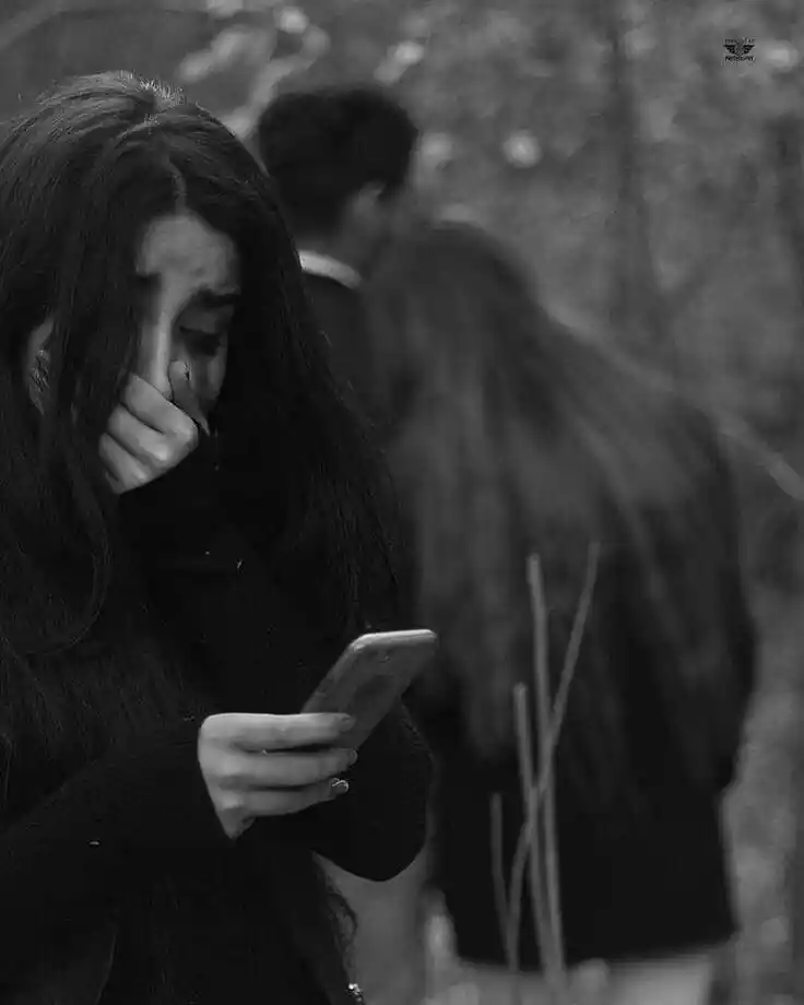 sad alone girl dp black